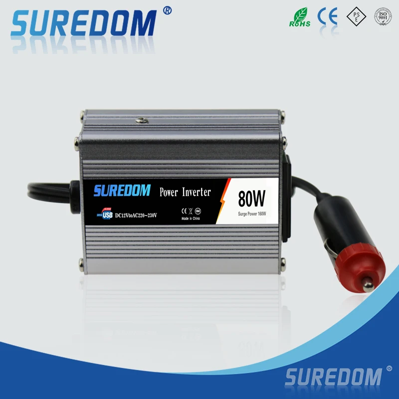 Новинка 80 Вт DC12V к AC220V автомобильный инвертор зарядное устройство с