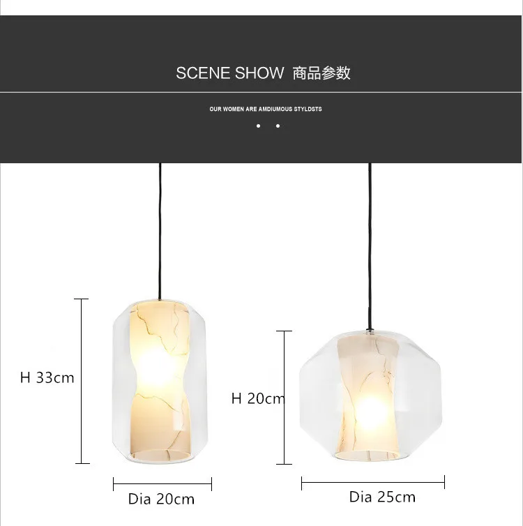 Современный минималистичный стеклянный имитация мрамора люстры креативная спальня Кофейня Бар Ресторан светодиодный светильник