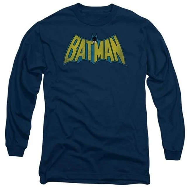 Trevco Dc-Classic Batman Logo - Long Sleeve Adult 18-1 Tee - Navy Medium