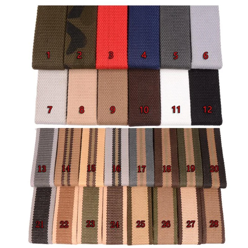

110cm Colorful Thick Durable Without Buckle Canvas Belt Strap Solid Black White Orange Navy Brown Khaki Grey Army Green Striped