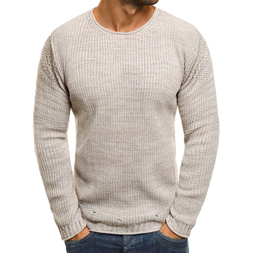 

Autumn and Winter Men's Solid Round-collar Sweater Long Sleeve Knitted Sweaters O-neck Slim Stylish Pullover Man Clothes Tops