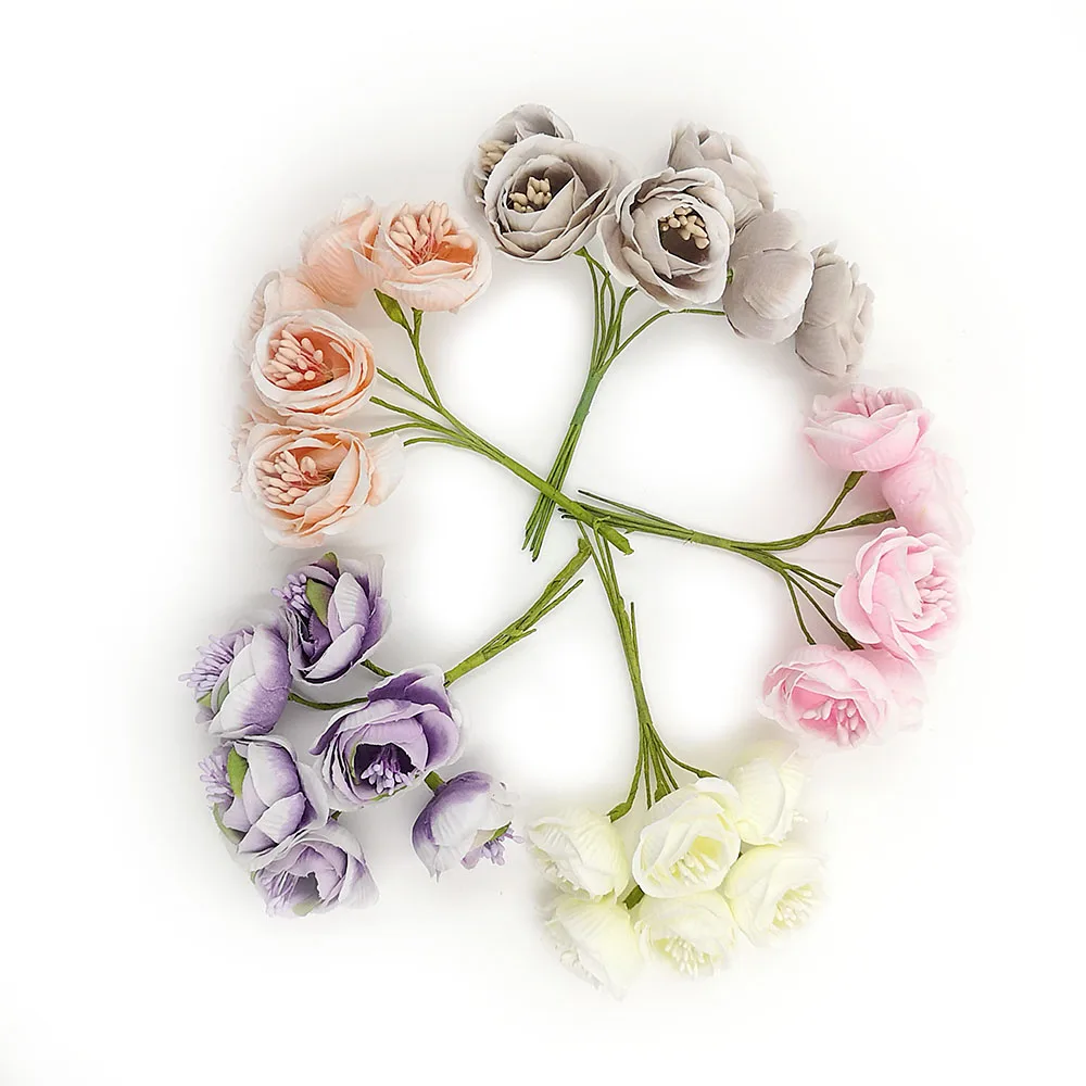 

12pcs/lot Silk Artificial plants DIY Garland Kids Headbands Rose Flower Bouquet For christmas wreath wedding event decoration