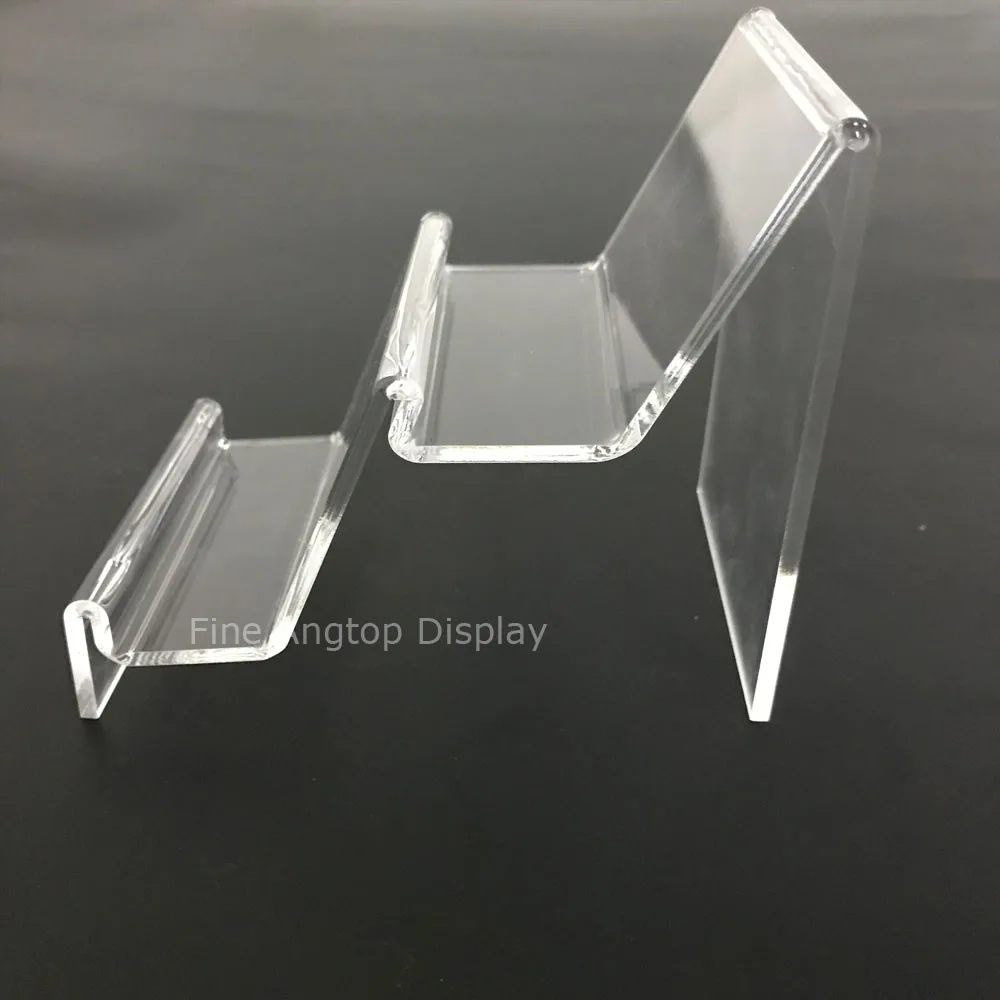  2 Step Acrylic Wallet Riser Clear Display Shelf Plexiglass Purse Stand Holder