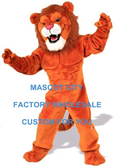 Deluxe Red Power Cat Lion Mascot Costume Formato Adulto Maschio Leone Tema Animale Selvatico Festa Di Carnevale Cosply Mascotte Suit Sw1019