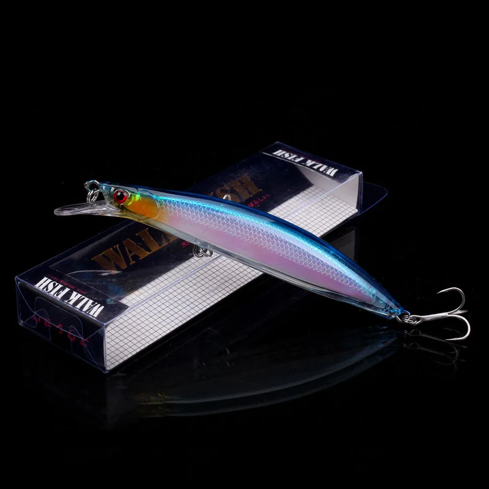 

WALK FISH 1PCS Laser Minnow Fishing Lure Artificial Hard Bait 3D Eyes 13cm 21.6g Fishing Wobblers Crankbait Minnows Depth 0.5-2m