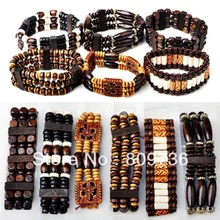 Porción al por mayor Mezcla 36 unids Cuentas de Madera Pulseras de La Joyería de Moda Pulsera Para Hombres de Las Mujeres Unisex Barato Accesorios de Moda
