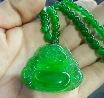

Genuine Green Natural Grade yu guanyin Buddha necklace pendant certificate