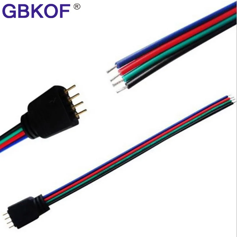 5 шт./лот RGB 4 контакта разъем провода 10 см для 3528 5050 Светодиодная лента мужской тип