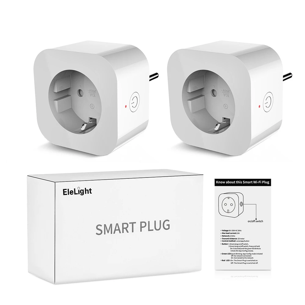 4PCS Elelight PE1004T Smart Sockets Remote Control Outlet Power Monitor with Timing Function Works with Google Home,Amazon Alexa