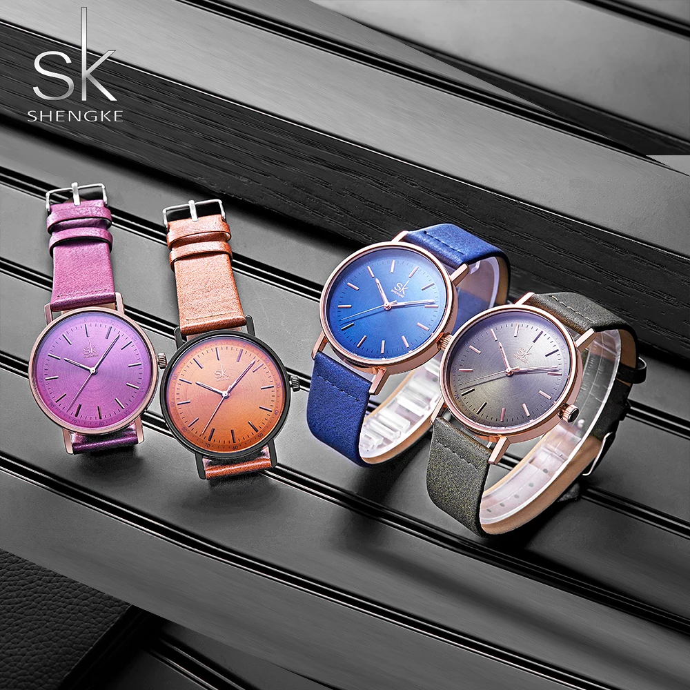 

Shengke Fashion Leather Women's Watch 4 Colors Lady Wristwatch Women's Watch Leather Belt Relogio Feminino Montre Femme 2019 New