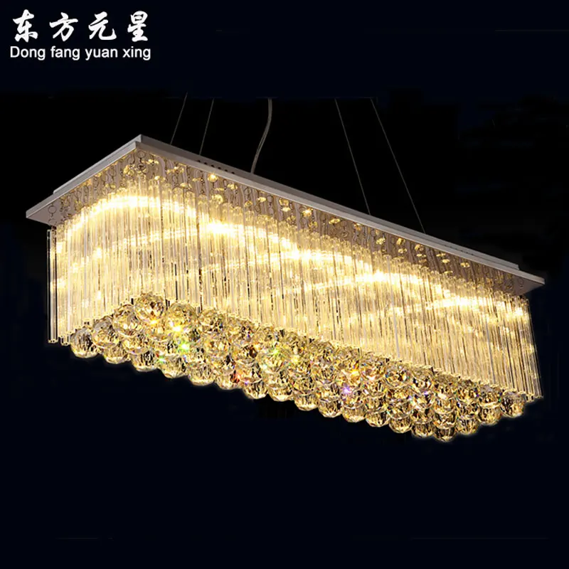

crystal chandelier led light rectangular dining room restaurant lights bar chandelier lighting with dimming remote control