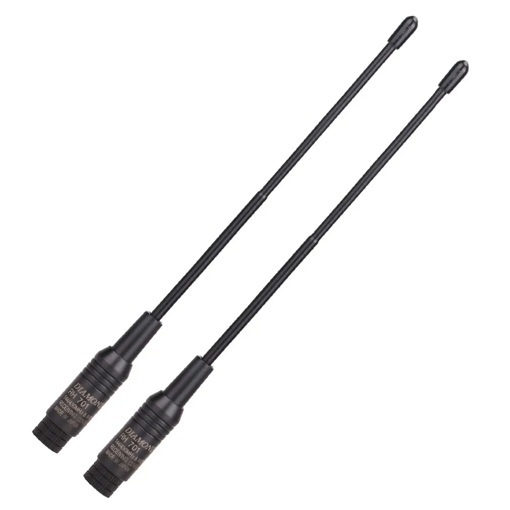 2Pcs Diamond RH-701 SMA-Male Dual Band U/V 144/430MHz Antenna for Baofeng Yaesu TYT TH-UV8000D/E Wouxun KG-UV8D/9D Walkie Talkie