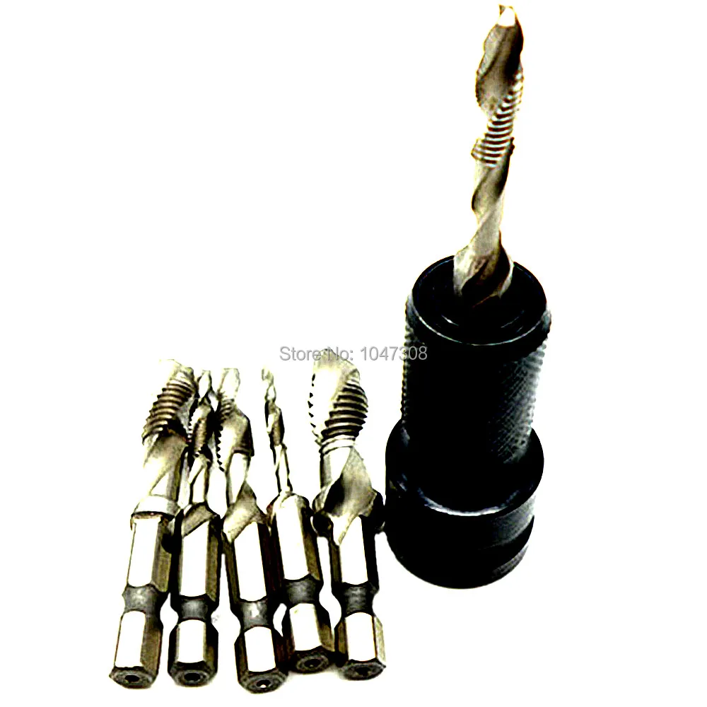 Impact 1/2" Square Socket Dr to 1/4" Hex Shank Adaptor + 6pc Drill Tap