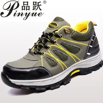 

Mens Steel Toe Cap work Safety shoe genuine leather casual Anti-kick footwear Outdoor puncture proof boot size 35---45