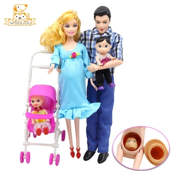 

Family Dolls Pregnant Mom Ken Dad Newborn Mother Father Daughter Cute Baby Mini Girl Boys Educational Toys Children Gifts Reborn