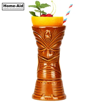 

KON Tiki Mugs Cocktail Cup Beer Beverage Mug Wine Mug Ceramic Bamboo Leaves Tiki Mug 650ML ml Bar Tool