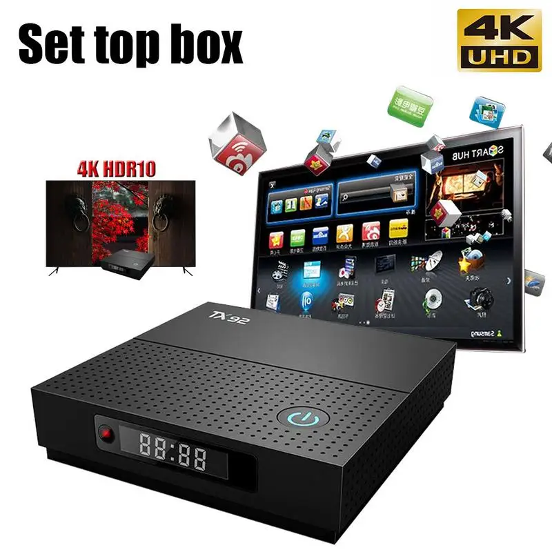 

TX92 Android7.1 TV Set-Top Box 3G/32G 4K HD Network Player Support DLNA,Miracast,NTSC,PAL,Bluetooth 4.1 2.4/5G WiFi TV Box