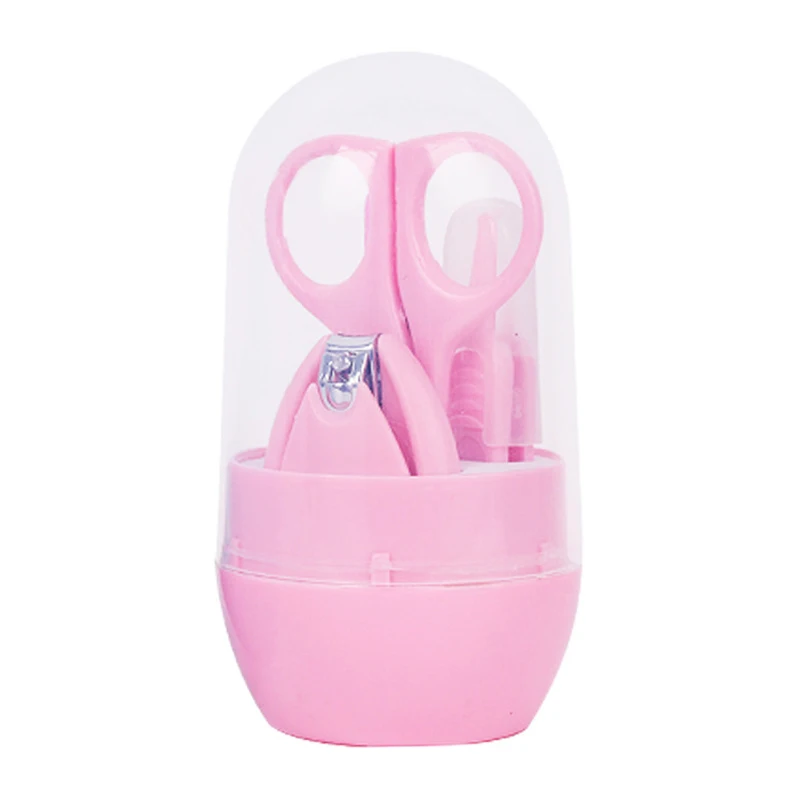 4 шт набор портативный триммер для ногтей детские ножницы, кусачки удобный детский лак для ногтей ножницы маникюрные продукты для ногтей - Цвет: Розовый