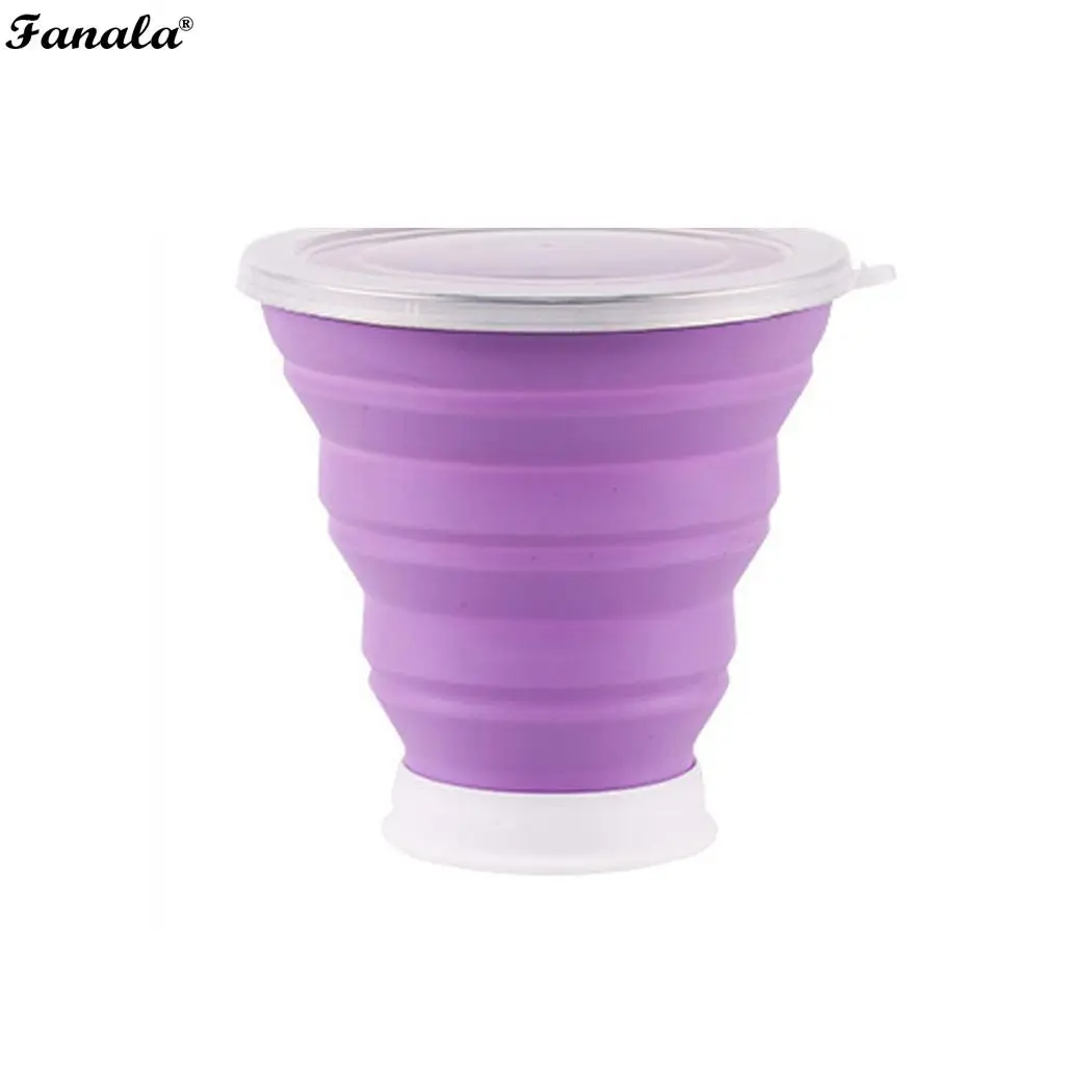 Креативная Складная чашка многоцветный Портативный 320 мл силиконовая кофейная домашняя, офисная, Выходная чашка - Цвет: purple