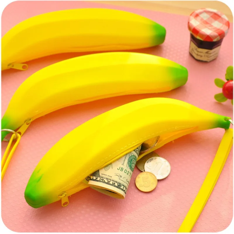 Cute Coin Purse Banana Pencil Case Kawaii Bag Silicone Purse Children's Purses For Kids Yellow Ulrica Coin Bags For Women Funny (14)