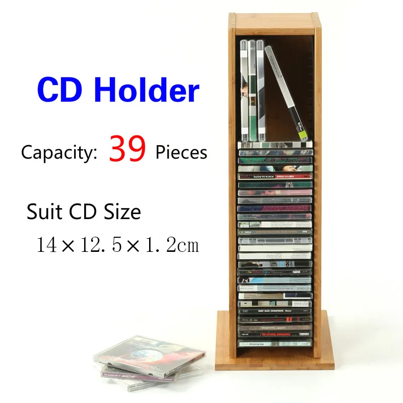 High Capacity Bamboo Material CD Stand DVD Rack PS4 Game Storage Rack Blu-ray Disc Shelf Black Film Rack CD Receiving Rack