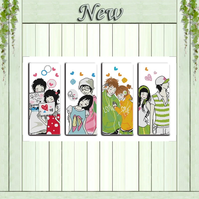 

Full House lovers cartoon paintings counted printed on canvas DMC 14CT 11CT chinese Cross Stitch Needlework Sets Embroidery kits