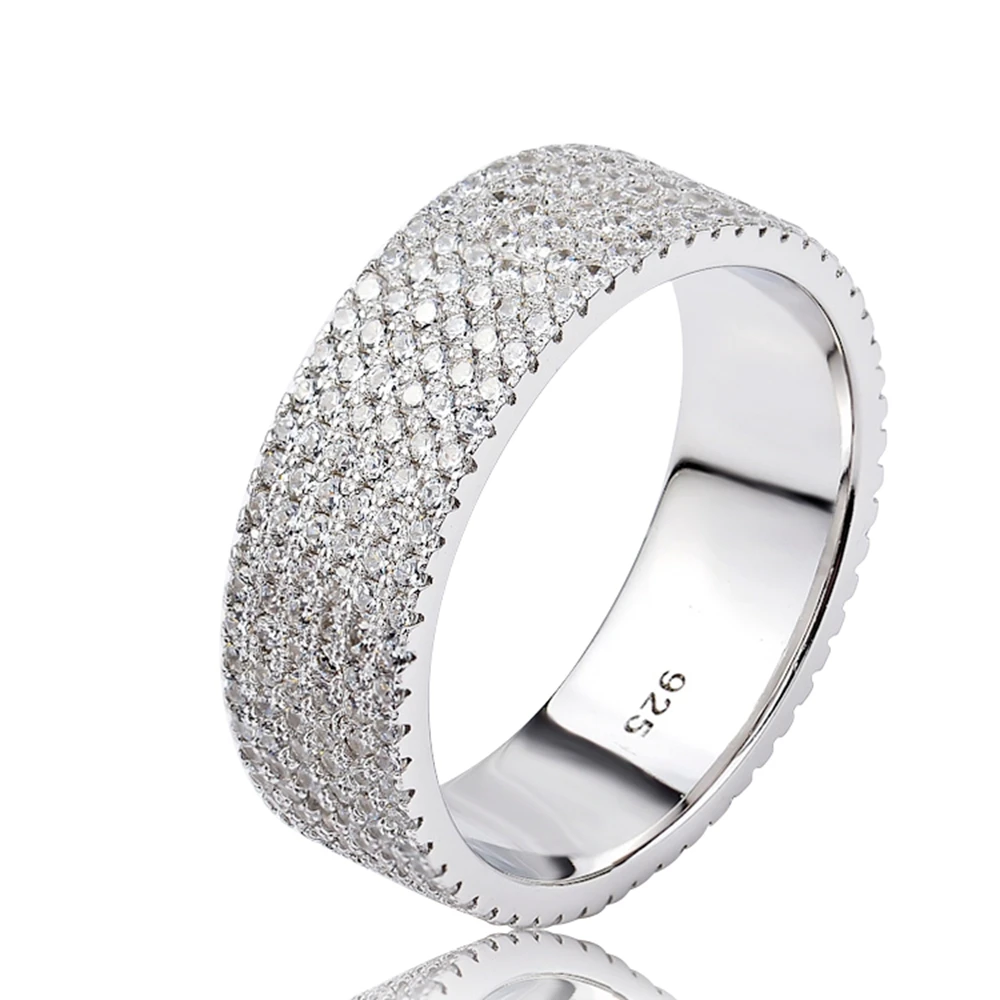 

Fashion 925 Sterling Silver Jewelry Rings Luxury Wide Six Rows Men's Male Party Wedding Gift Jewelry Ring CHJ0474