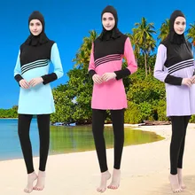 Женские Лоскутные мусульманские купальные костюмы, Буркини, покрытые муслимой, купальные костюмы с длинными рукавами, одежда для купания, большие размеры, Новинка