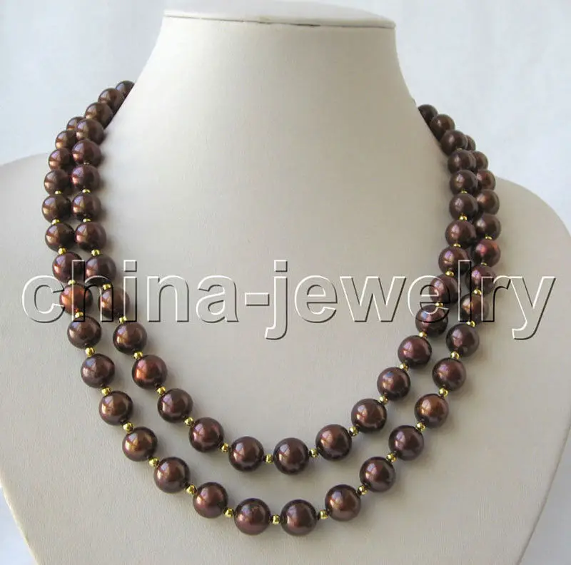 

2row 19-20" 10mm coffee round freshwater pearl necklace