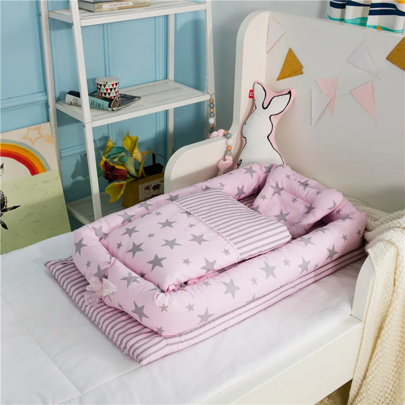 Портативная детская кроватка с стеганым одеялом, детская кроватка для новорожденных, детская кроватка для путешествий, складное детское гнездо, детская кровать для ухода за ребенком - Цвет: 8