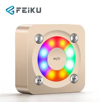 FEIKU Gold A11 HIFI Bluetooth Speaker Portable Mini LED Flash Speakers Super Bass Music Sound Box caixa de som with Mic TF forPC
