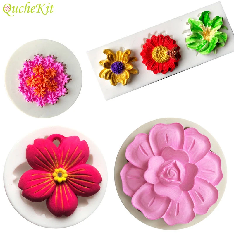 

3D Rose Flower Silicone Soap Mold Sakura Fondant Silicone Mold DIY Baking Chocolate Molds Wedding Flower Cake Decorating Tools
