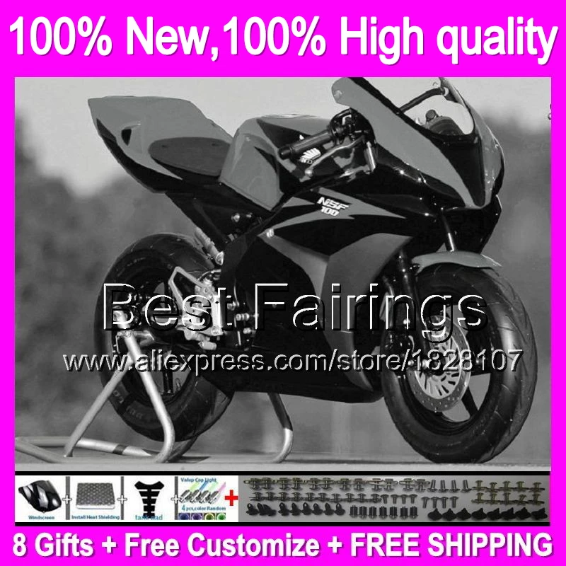 

Grey black Fairing For HONDA NSF100 06-10 NSF 100 06 07 08 09 10 Gloss grey 9B21 NSF-100 2006 2007 2008 2009 2010 Race +decal