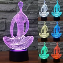 3D Yoga Meditation Touch Control Owl LED Night Light Desk Table Lamp 7 Color Change Xmas Gift Home decoration D35 yoga meditation shape multicolor remote control light