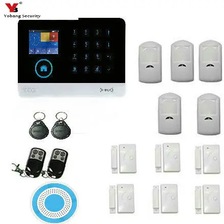 

Yobang Security APP Control Russian Spanish French Language WiFi GSM Home Security Alarm Systerm Sets wireless siren pir sensor