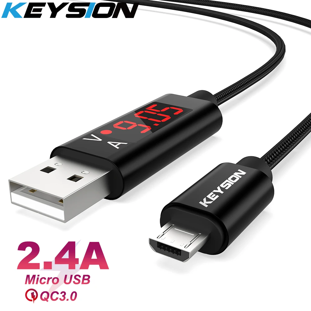 KEYSION Micro USB кабель цифровой дисплей Быстрая зарядка USB кабель для передачи данных для samsung Xiaomi планшет Android, телефон usb шнур для зарядки