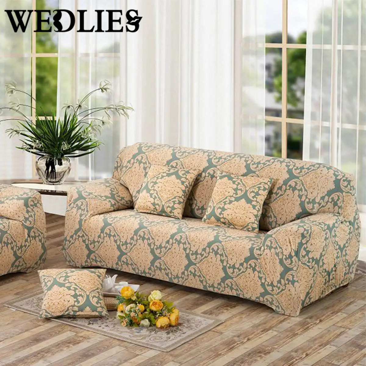 1/2/3 Seater Polyester Floral Stretch Sofa Slipcover Couch Cover
