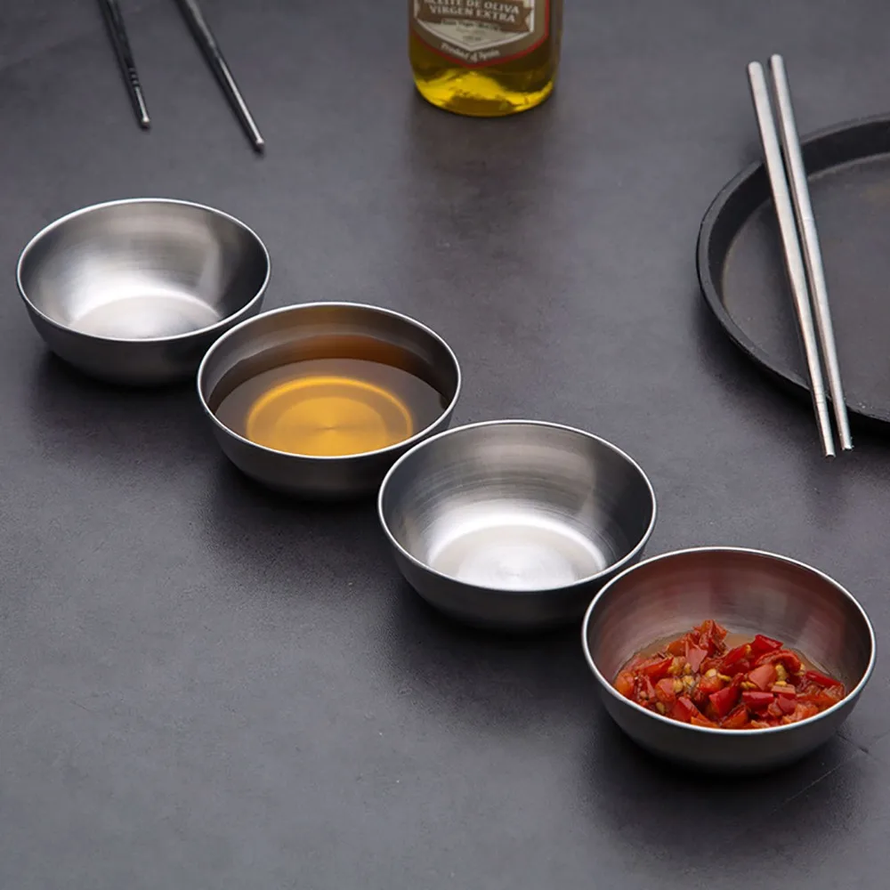 

OTHERHOUSE Stainless Steel Seasoning Sauce Dish Small Dish Bowl Side Plates Butter Sushi Vinegar Soy Dishes Kitchen Snack Saucer