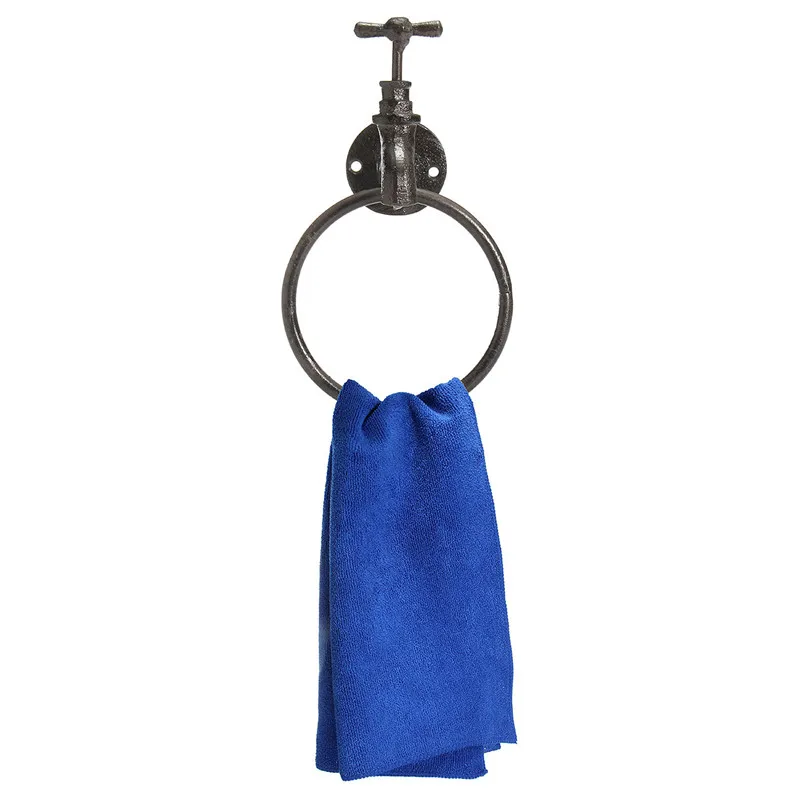 Wrought Iron Towel Rings Rustic Industrial Tap Rack Vintage Round Towel