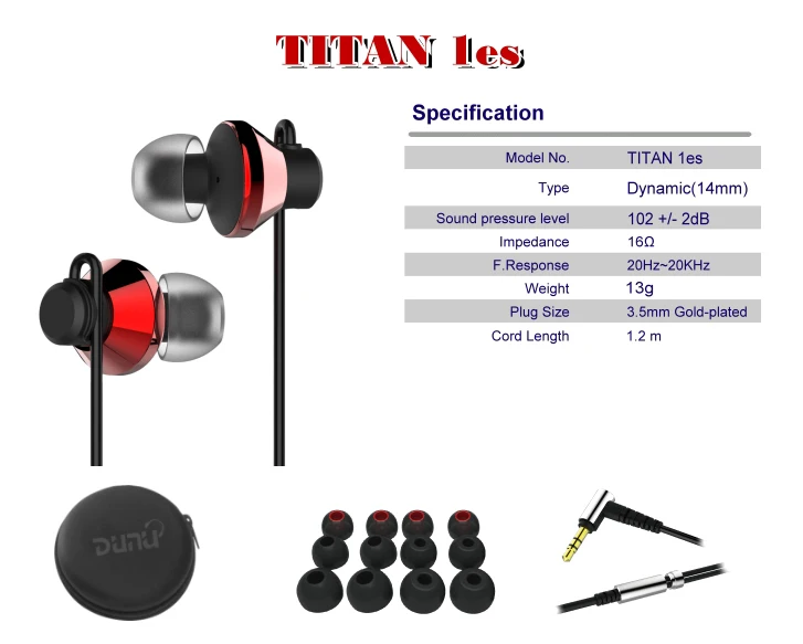 DUNU TITAN 1es титановые диафрагмы динамические высококачественные наушники-вкладыши TOPSOUND TITAN1es TITAN-1es