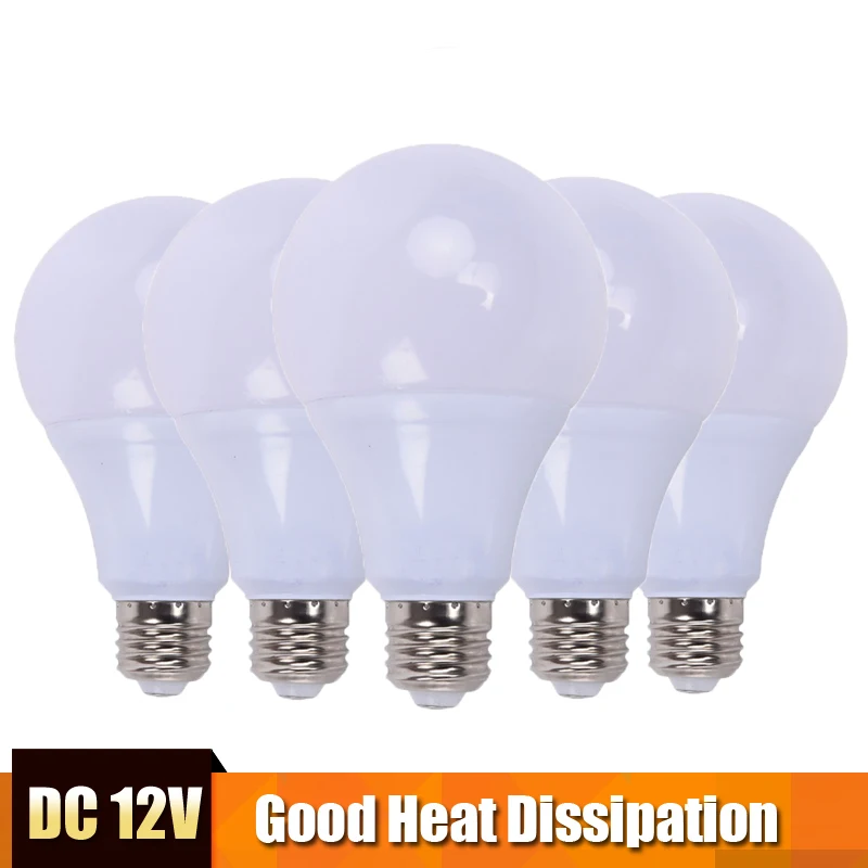 Goede 5 stks Led lampen 12 V DC 15 W 12 W 9 W 7 W 5 W 3 W E27 koud wit LED Lamp Home Camping Jacht Emergency Outdoor Light lamparas