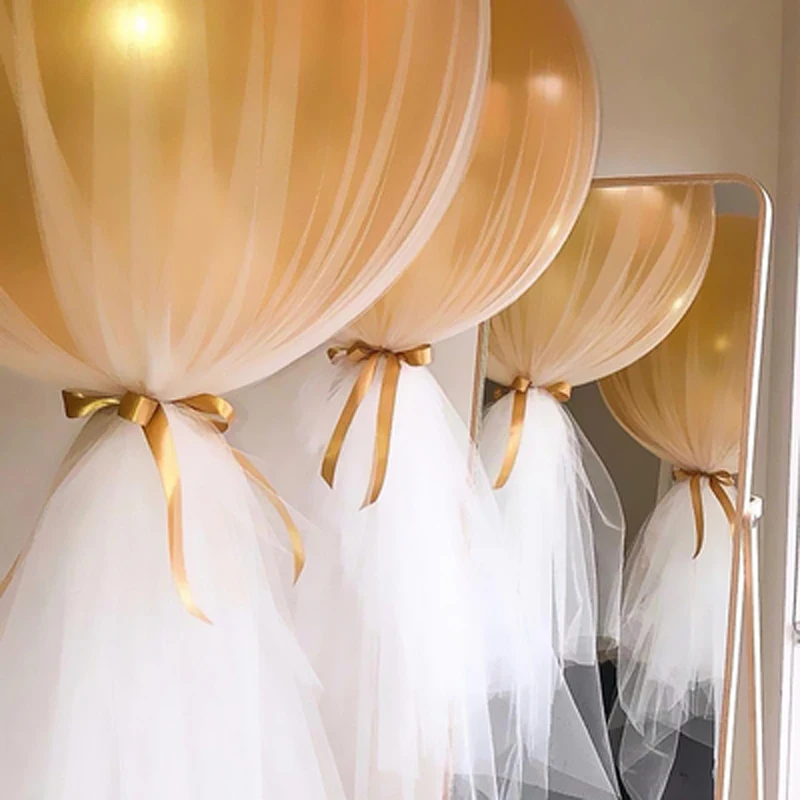 

20inch Balloons Clear Balloon with Tulle Yarn Mesh for Wedding Decoration Birthday Decor Baby Shower children's party decoration