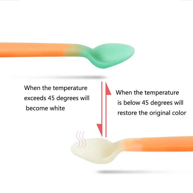 2Pcs/Set Kids Child Soft Silicone Spoon Tableware Baby Spoon Feeding Tableware Best Gifts P15