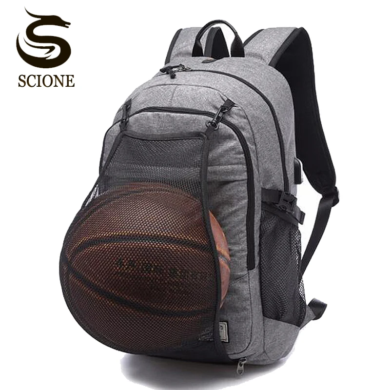  Male Laptop Backpack Canvas Men USB Backpack School Bags for Teenager Ball Bag Pack Multifunction T