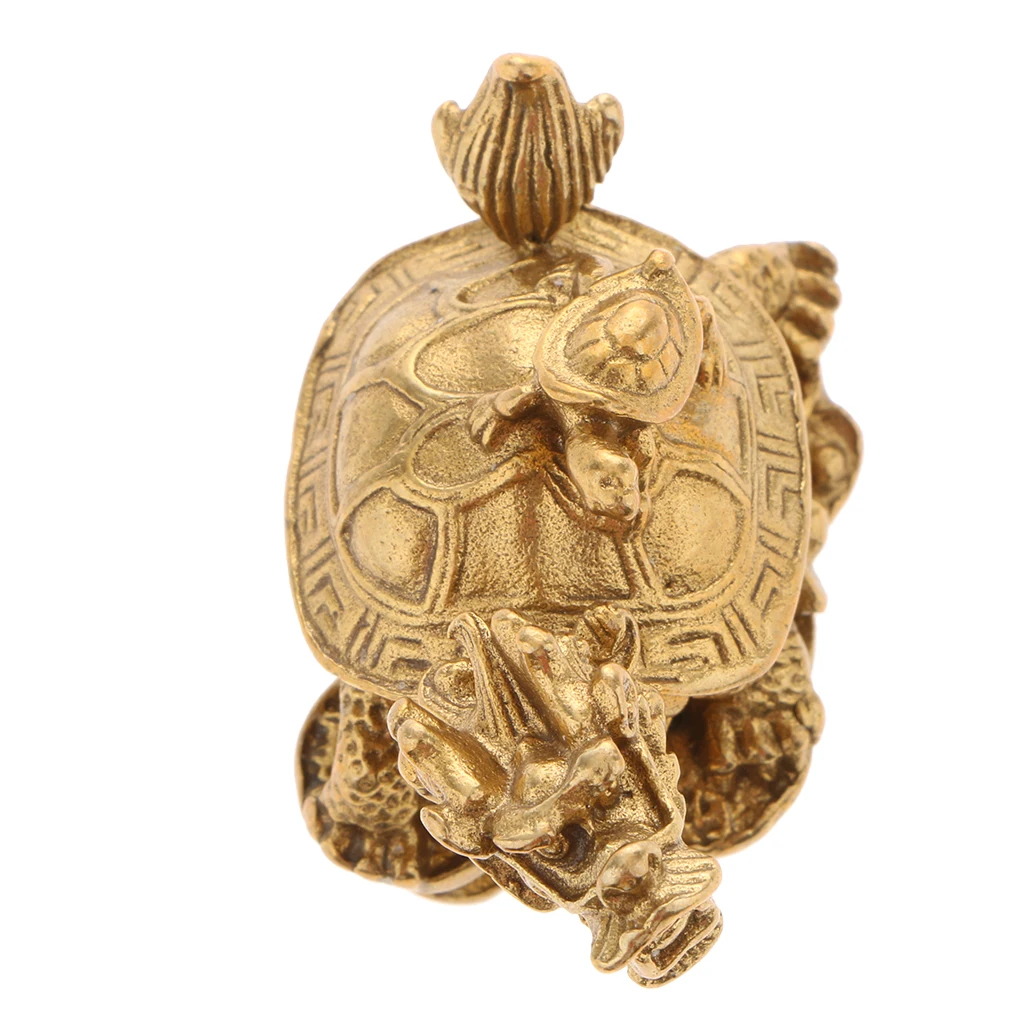 Vintage Copper Feng Shui Golden Dragon Turtle Statue Charm For Protection Fortune and Wealth Collectible Decorative Ornament