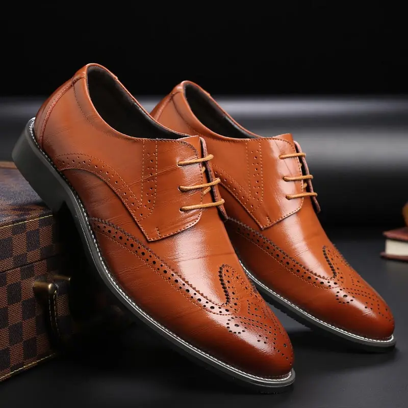 

Spring Oxford Flat Mens Shoes Casual Brogue Formal Driving Shoes Zapatos De Hombre Plus Size 38-47