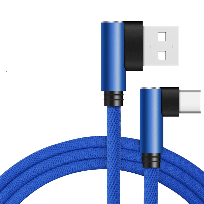 CXV X2 90 градусов usb type C кабель для быстрой зарядки USB-C кабель L type-C кабель для передачи данных USBC для телефона samsung S8 S9 Note 8 Xiaomi huawei - Цвет: Blue