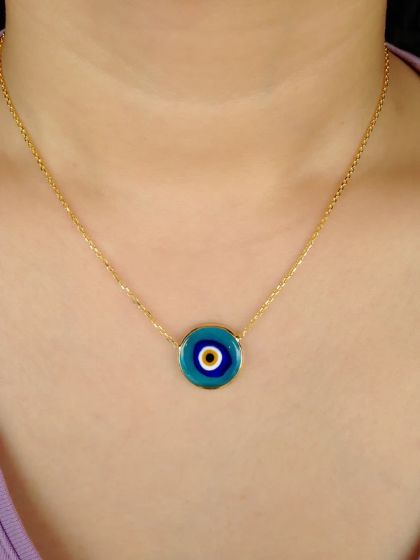 Turkish Evil Blue Eye Necklace 925 