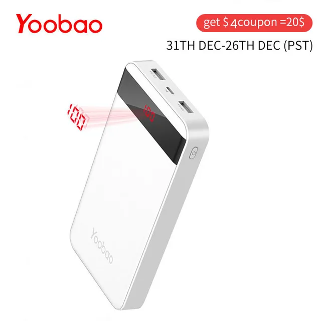 Yoobao m20pro 20000 мАч повербанк с 2 интерфейсами входа и 2 интерфейсами выхода (Lightning&Mircro вход) внешний аккумулятор для телефонов