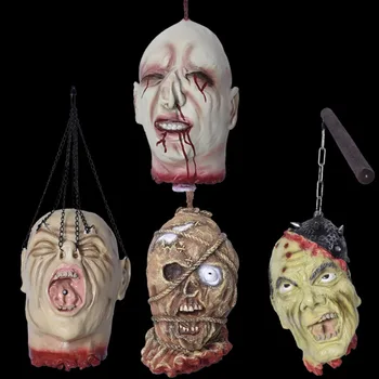 

Halloween Cut Off Screaming Head On Chain Halloween Haunted House Scary Props Party Holiday DIY Decorations